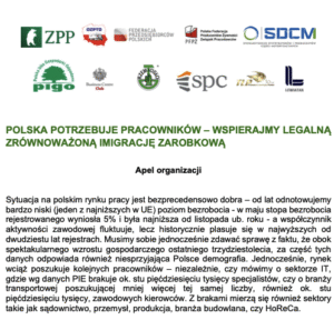 Przedsiębiorcy apelują o wsparcie dla legalnej i zrównoważonej imigracji zarobkowej w Polsce!